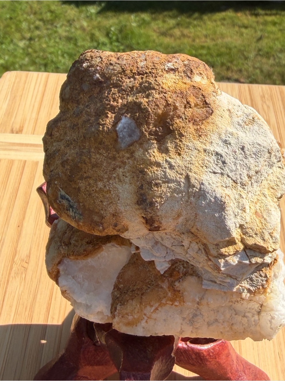 Unique Geode | Quartz Crystal | Geological Decor | 4" Wooden Tripod Stand - Picture 11 of 11